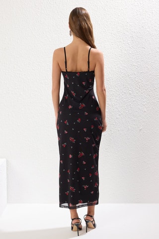 Robe longue - Noir et rouge
