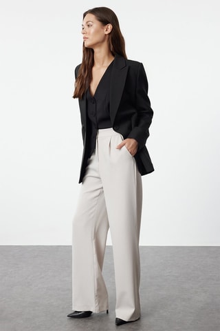 Pantalon wide legs taille haute - Beige