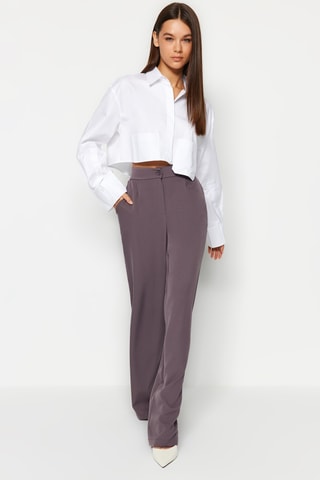 Pantalon wide legs taille haute - Gris