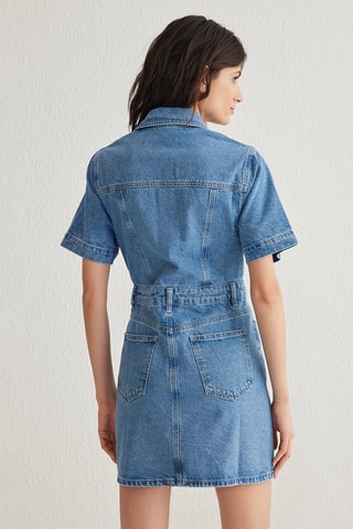 Robe chemise en jean - Bleu