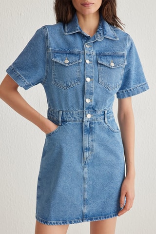 Robe chemise en jean - Bleu