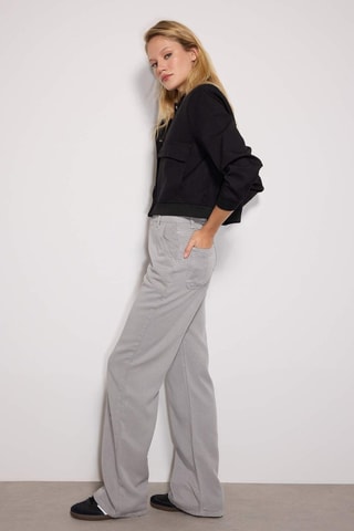 Pantalon wide legs taille haute - Gris