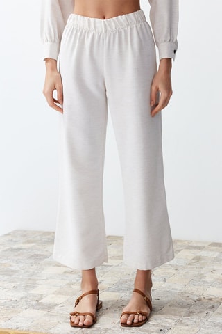 Chemisier et pantalon 7/8 taille haute - Blanc