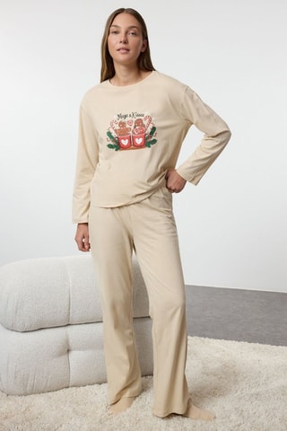 Pyjama - Beige, rouge et vert