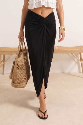 Jupe droite de plage taille haute - Noir