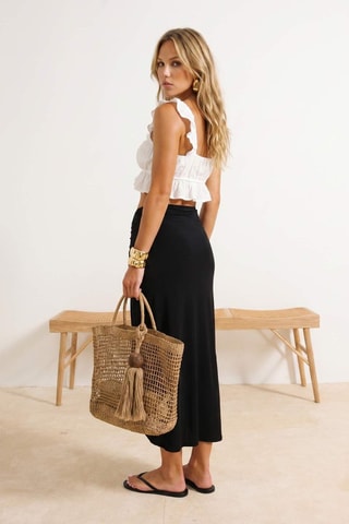 Jupe droite de plage taille haute - Noir