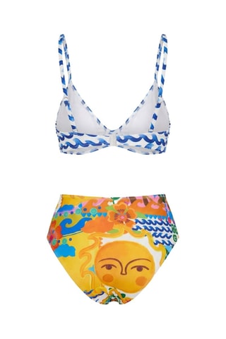 Maillot 2 pièces taille haute - Bleu et jaune