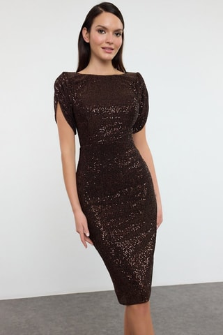 Robe fourreau - Marron