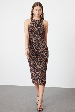 Robe fourreau - Noir et marron