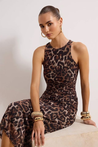 Robe fourreau - Noir et marron