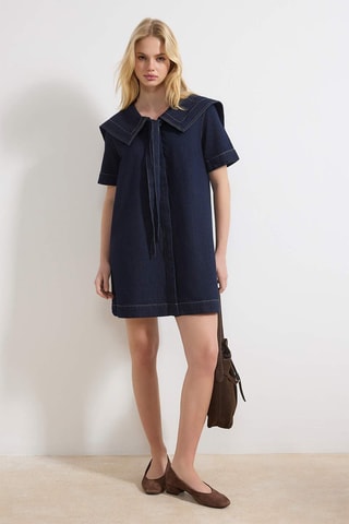 Robe trapèze en jean - Bleu