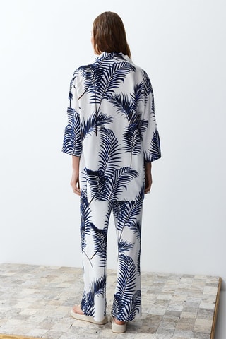 Kimono et pantalon taille haute - Bleu