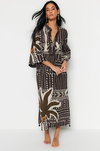 Caftan - Blanc, marron et orange