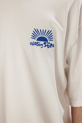 T-shirt oversize - Blanc et bleu