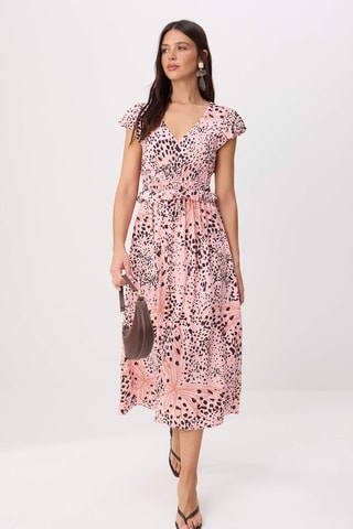 Robe midi - Rose et multicolore