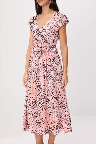 Robe midi - Rose et multicolore