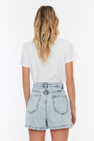 Jupe-short taille haute - Bleu