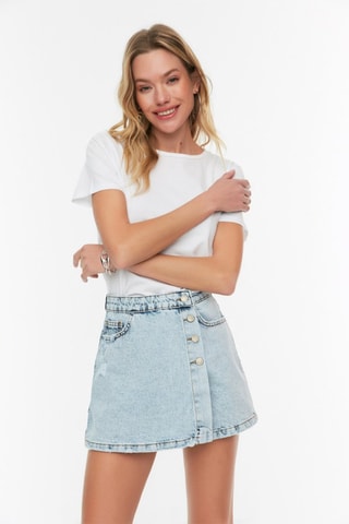 Jupe-short taille haute - Bleu