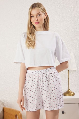 3 shorts de pyjama - Blanc et rose
