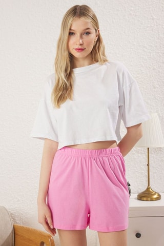 3 shorts de pyjama - Blanc et rose
