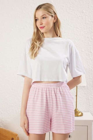 3 shorts de pyjama - Blanc et rose