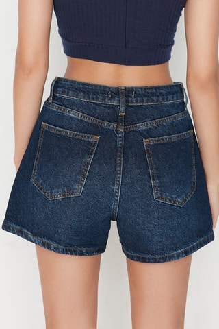 Short en jean taille haute - Bleu foncé