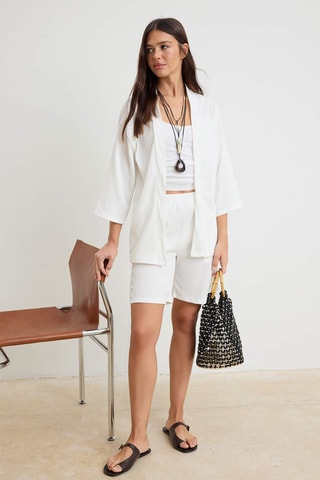 Kimono et short taille haute - Écru