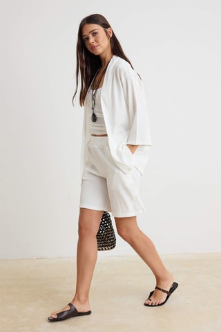 Kimono et short taille haute - Écru