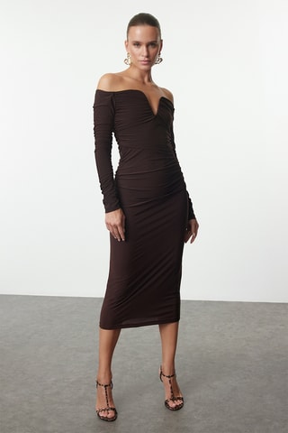 Robe midi - Marron