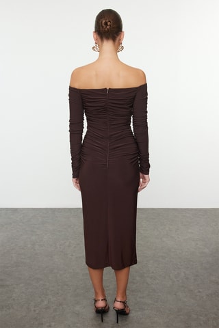 Robe midi - Marron