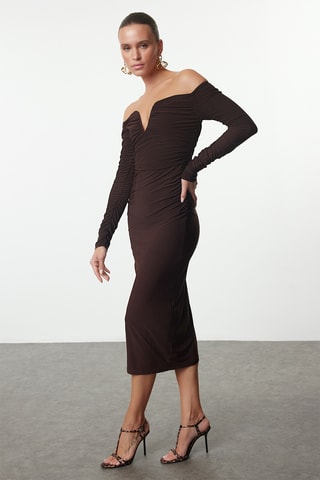 Robe midi - Marron