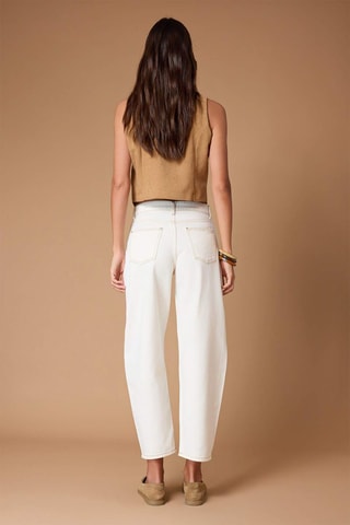 Jean barrel taille haute - Blanc
