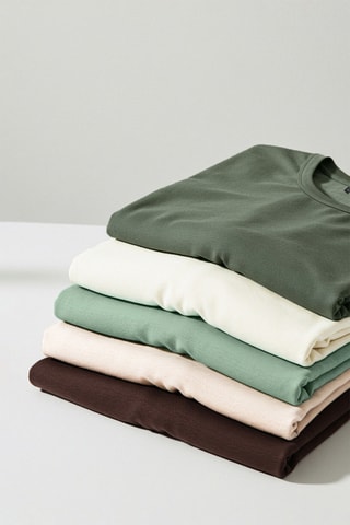 5 T-shirts - Vert clair et multicolore