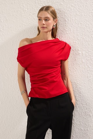 Top drapé - Rouge