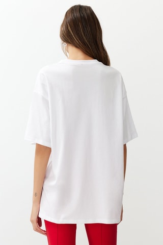 T-shirt oversize - Blanc, rouge et rose