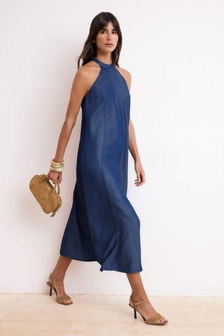Robe trapèze en jean - Bleu foncé