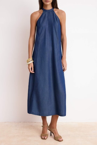 Robe trapèze en jean - Bleu foncé
