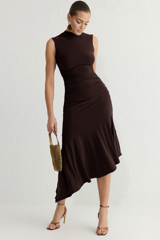 Robe midi - Marron