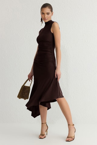 Robe midi - Marron