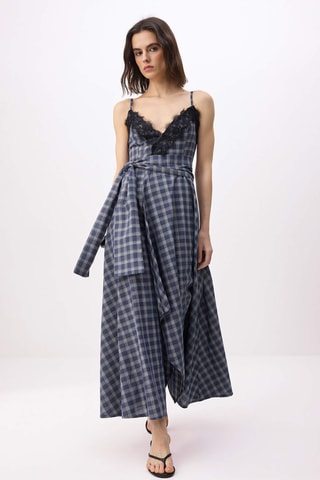 Robe midi - Bleu marine et multicolore