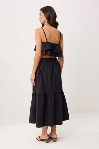 Crop top volanté et jupe longue taille haute - Noir