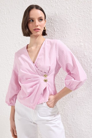 Chemisier slim - Blanc et rose