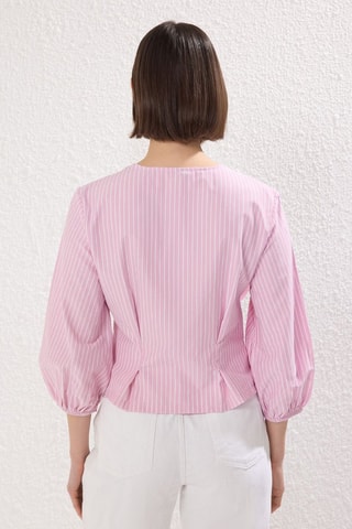 Chemisier slim - Blanc et rose