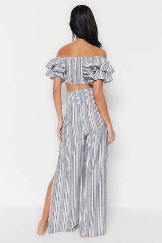 Crop top et pantalon taille haute - Gris