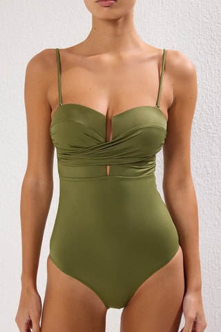 Maillot 1 pièce bustier - Kaki