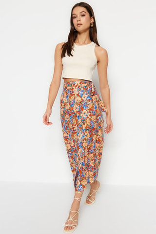 Jupe portefeuille taille haute - Multicolore