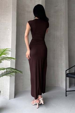 Robe drapée - Marron