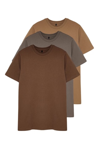 3 T-shirts - Beige et marron