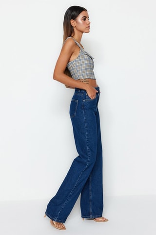 Jean wide legs taille haute - Bleu