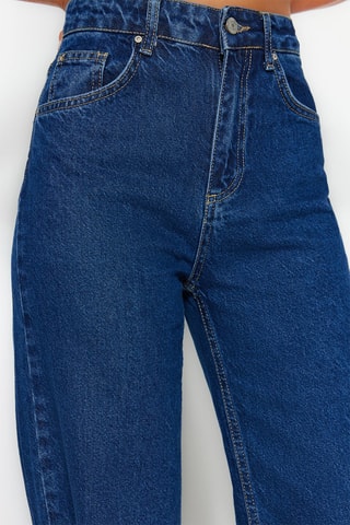 Jean wide legs taille haute - Bleu